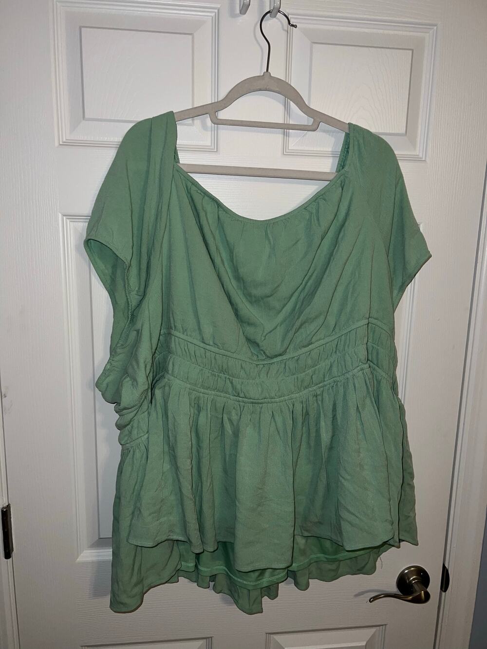 Torrid green teal cross back square neck blouse size 6 6x
